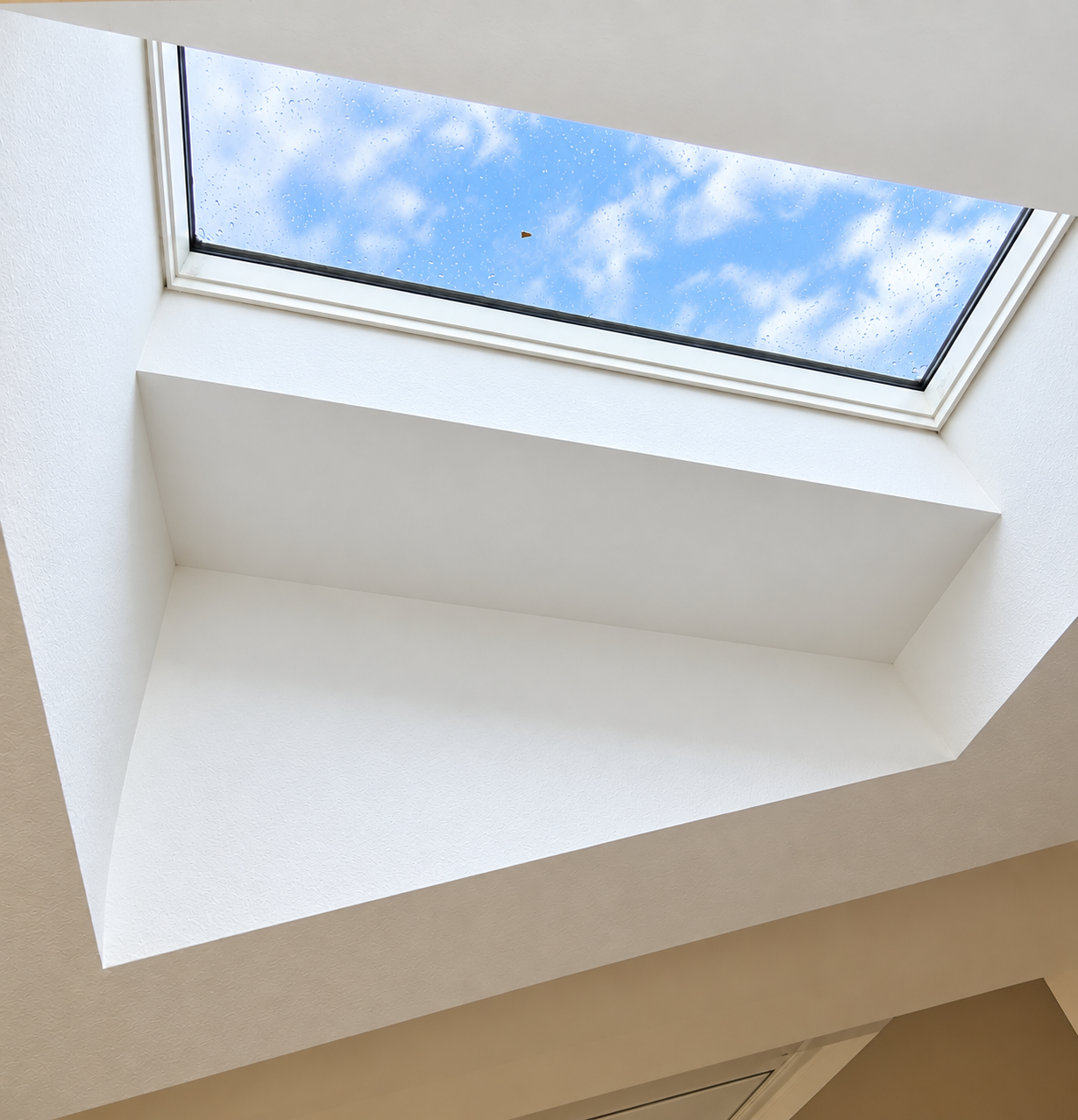 Completed ceiling framing and plasterboard formation for a detailed architectural interior